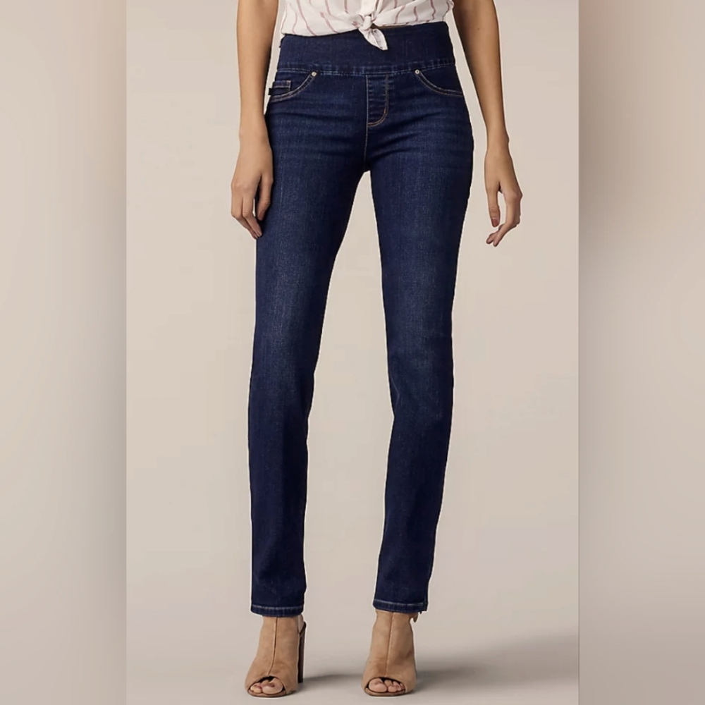 Lee Sculpting Slim Fit Mid Rise Slim Leg Medium Wash Pull On Jeans sz 16P